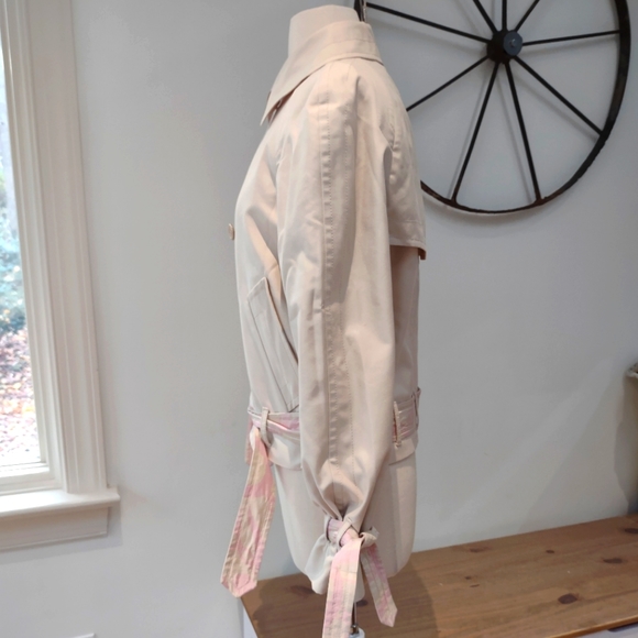 Moschino Aeffe Spa reversible khaki/pink patterned silk jacket 8 EUC $1300 - Picture 6 of 15